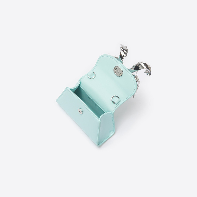 self-portrait Blue Leather Micro Bow Bag outlook