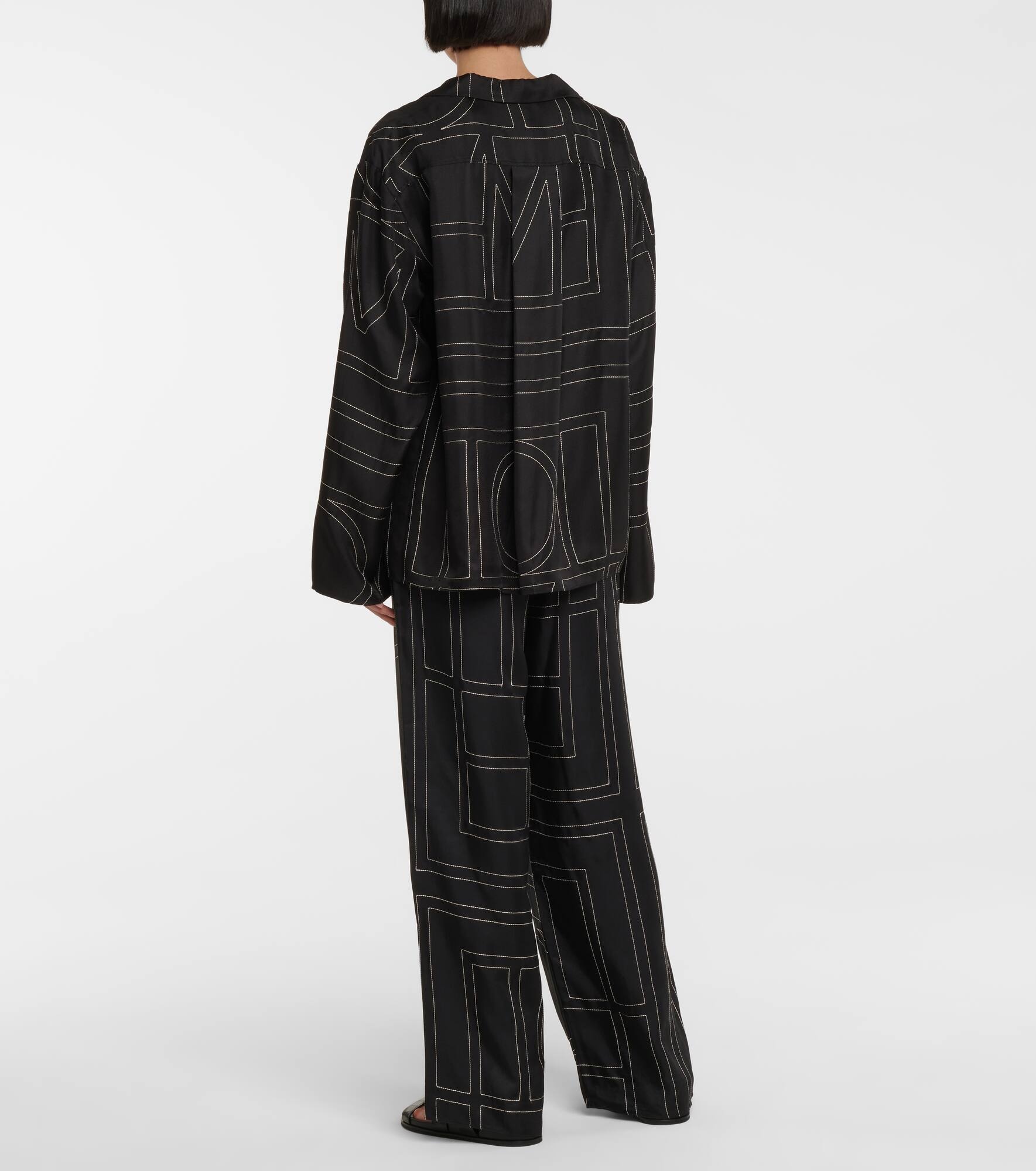 Logo-embroidered silk shirt - 3