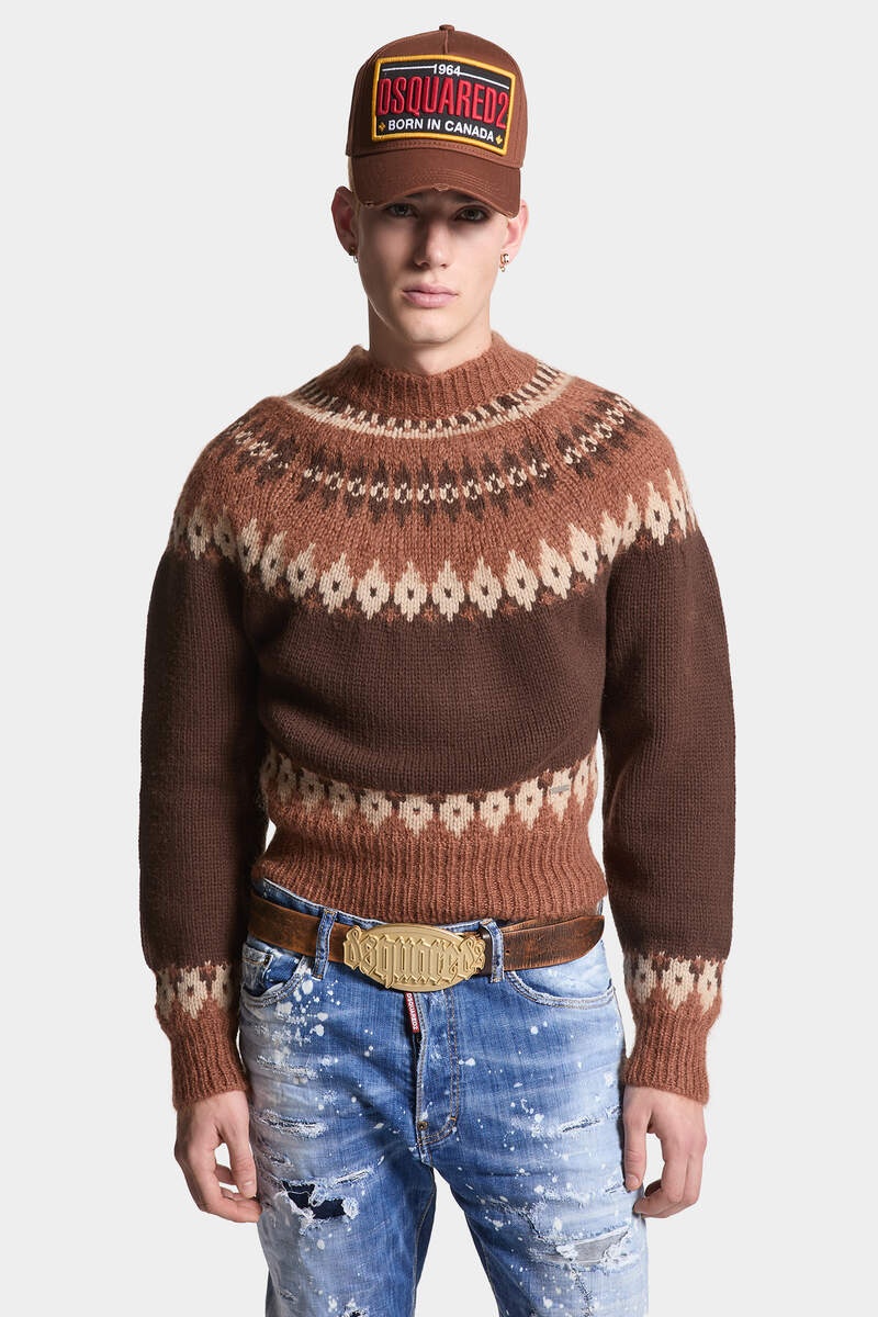 JACQUARDED MOHAIR KNIT JUMPER - 3