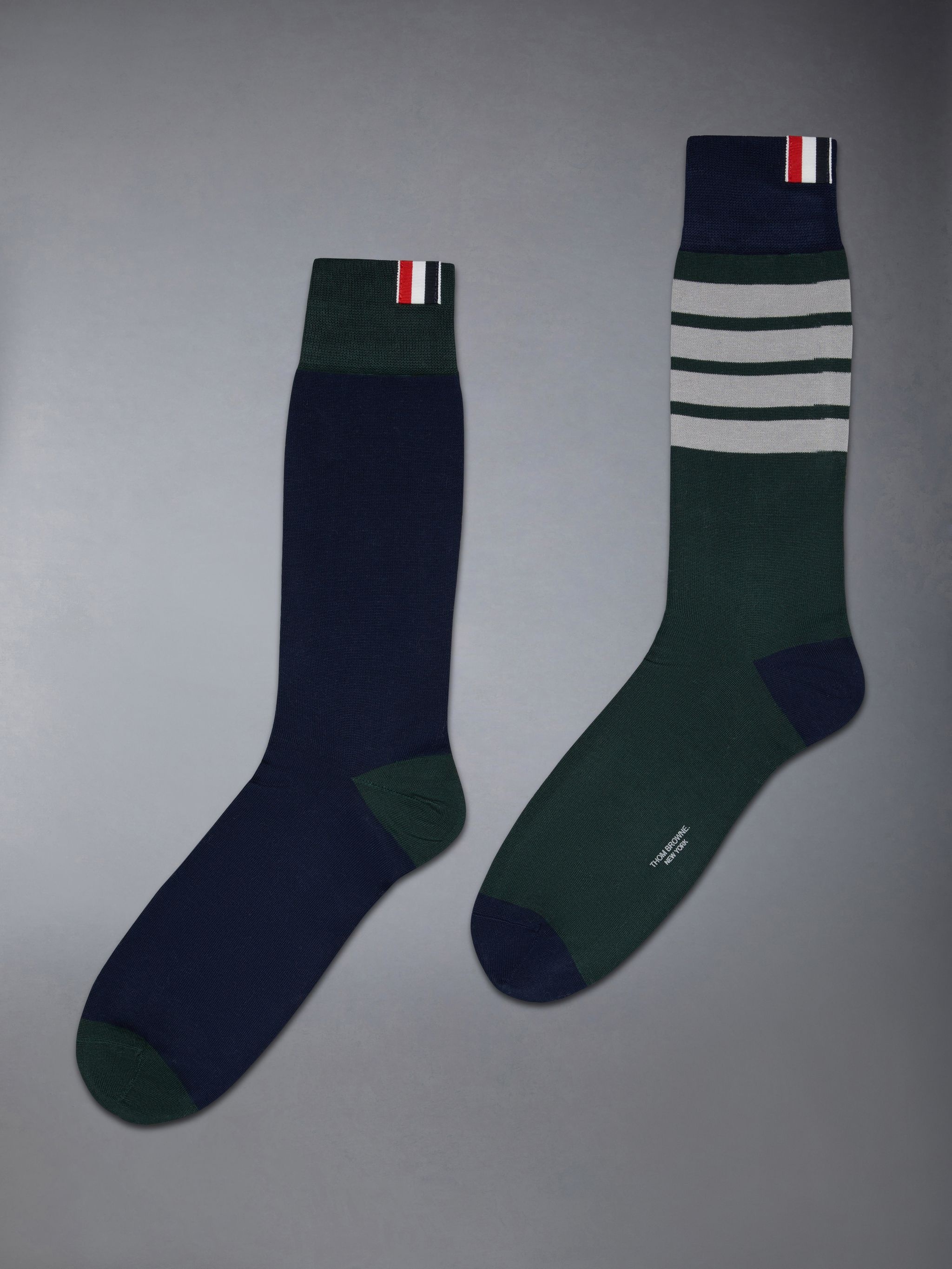 Fun-mix Cotton 4-bar Mid Calf Socks - 1
