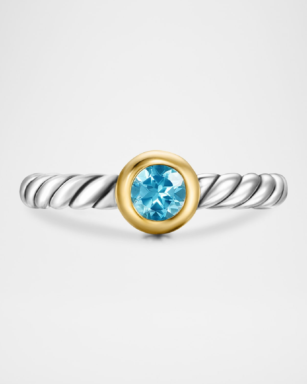 Cable Flex Ring with Gemstone in Silver and 14K Gold, 2.8mm - 4