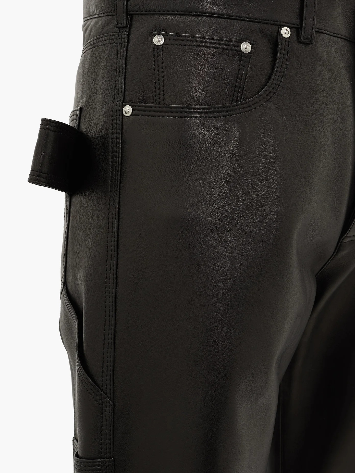 V-stitched leather trousers - 2