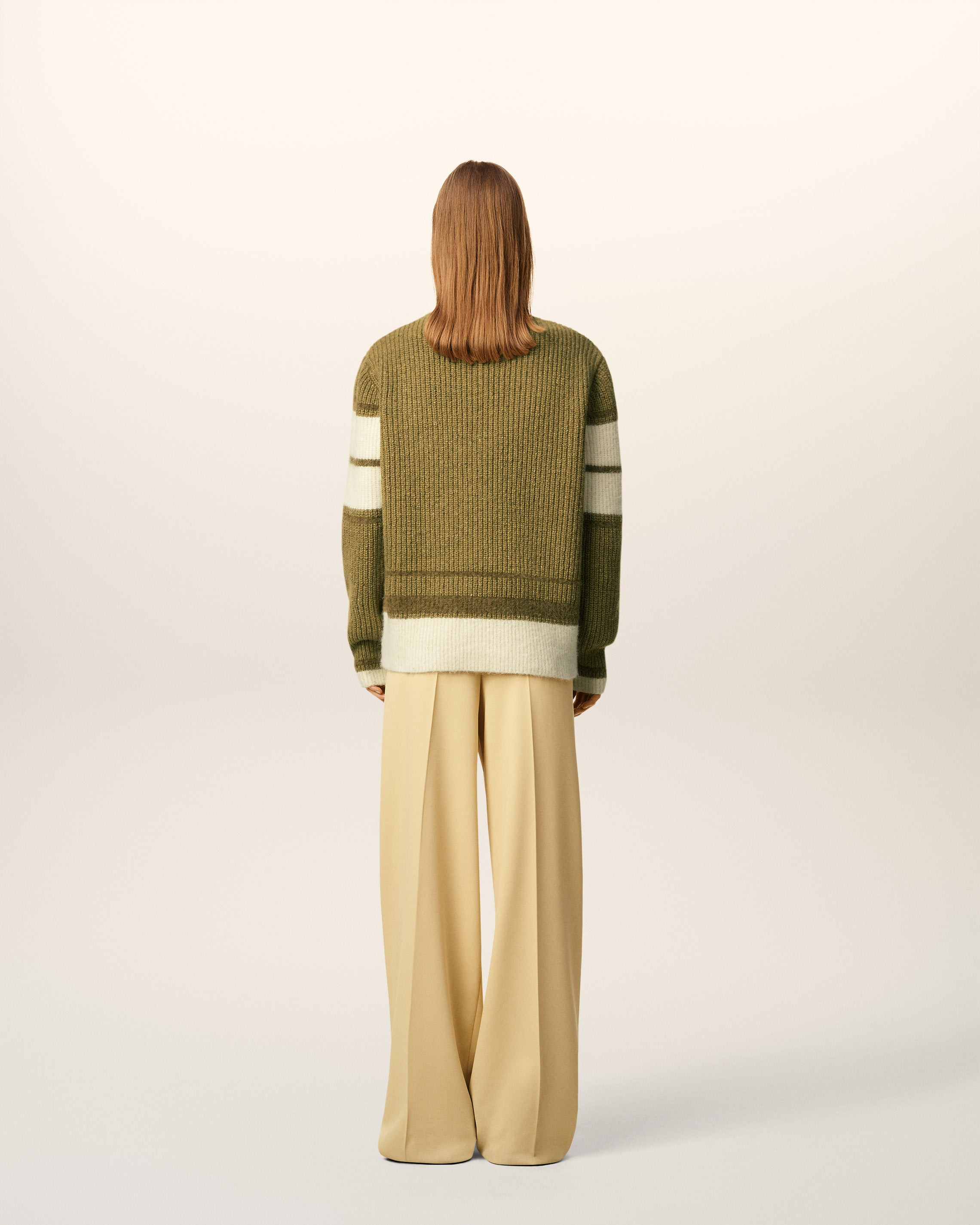 GREEN WOOL COLLEGE SWEATER - 5