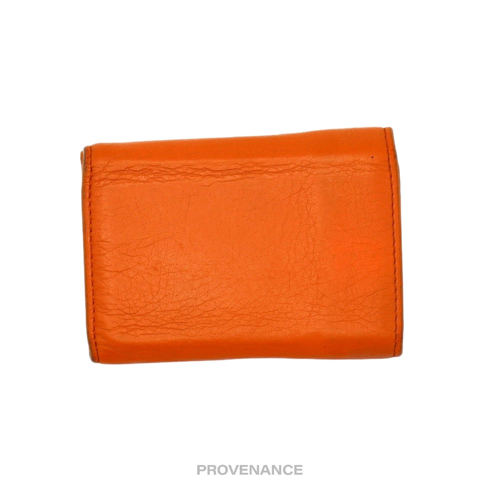 Balenciaga Logo Print Trifold Wallet - Orange Leather - 2