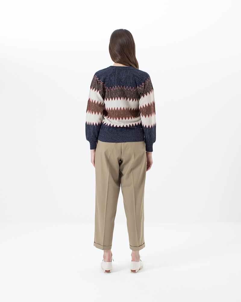 CREW KNIT W ZIG-ZAG NAVY - 3