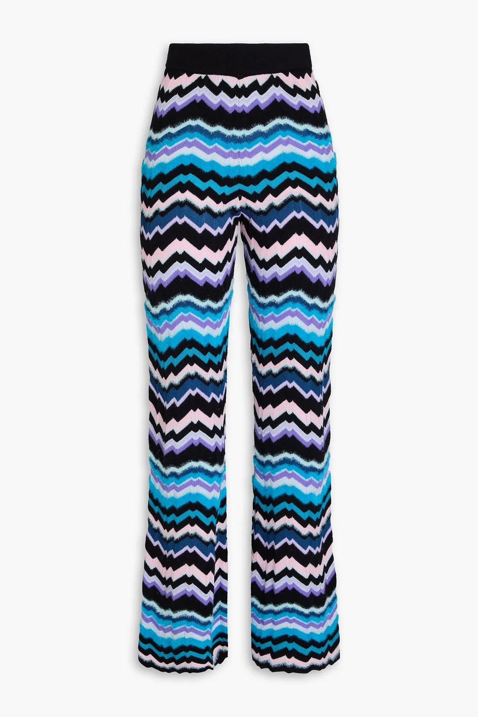 Brushed crochet-knit flared pants - 1