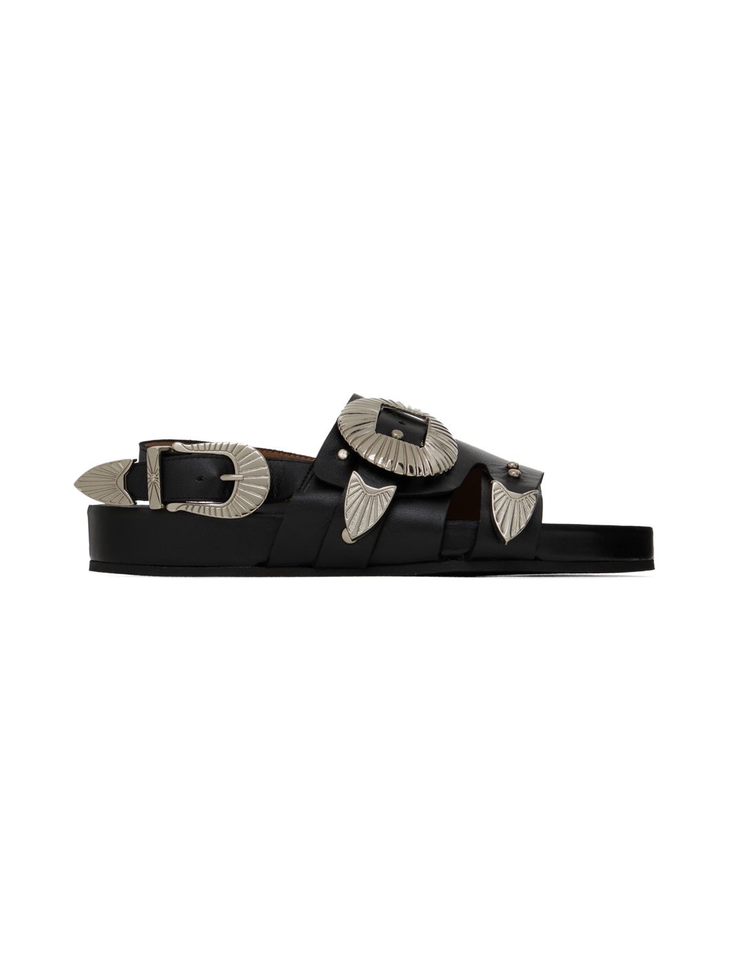 SSENSE Exclusive Black Oversized Buckle Sandals - 1