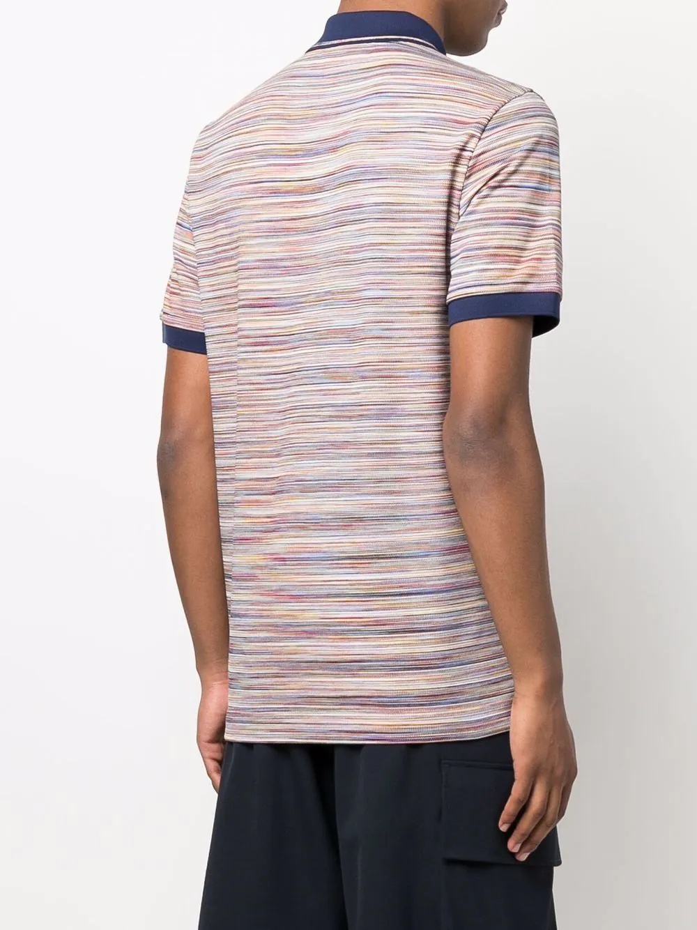 striped short sleeve polo top - 4