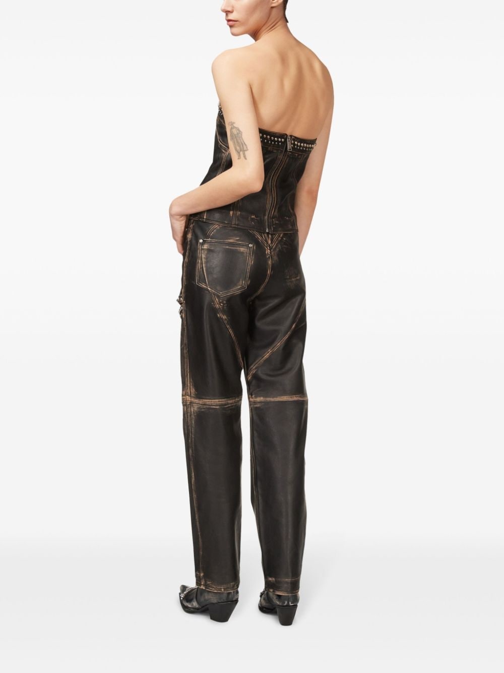 Studded Leather Slit jeans - 5