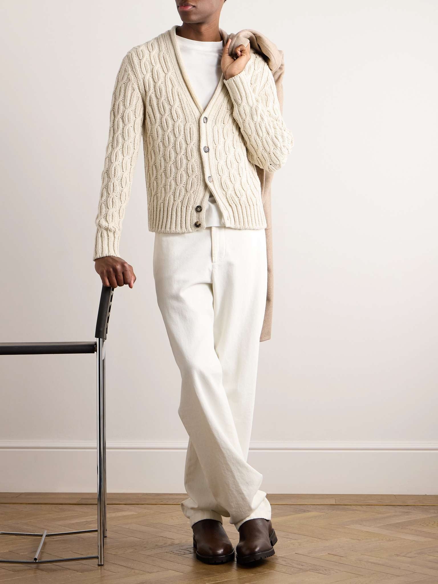 Slim-Fit Cable-Knit Cotton Cardigan - 2