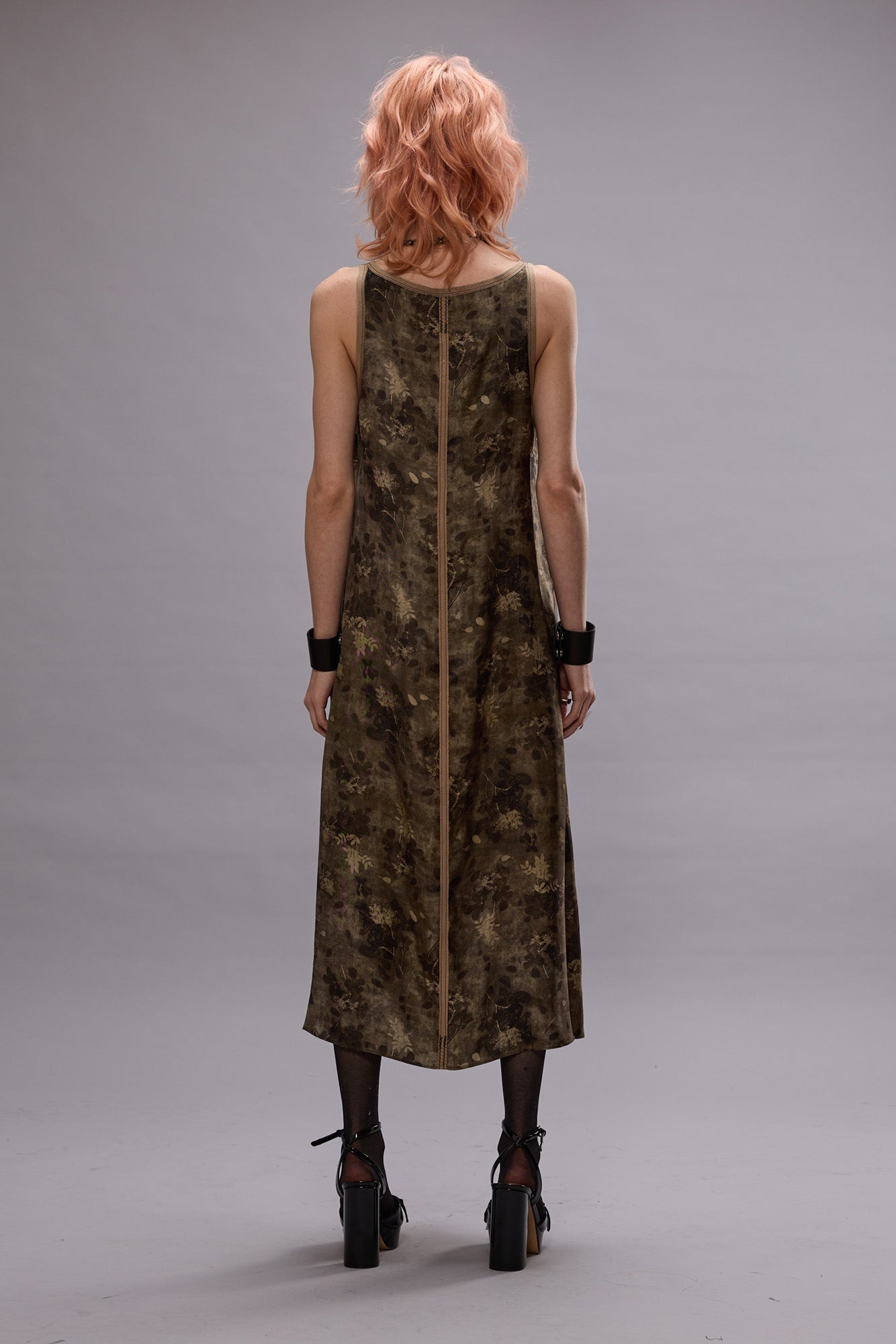 TAPED TANK DRESS - OLIVE FLORAL - 3