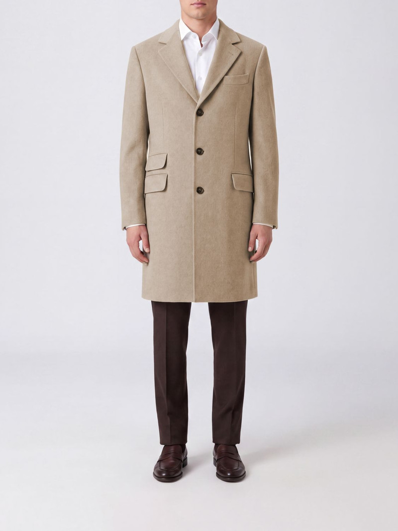 BRUNELLO CUCINELLI Single-Breasted Pure Cashmere Coat with Notch Lapels 1