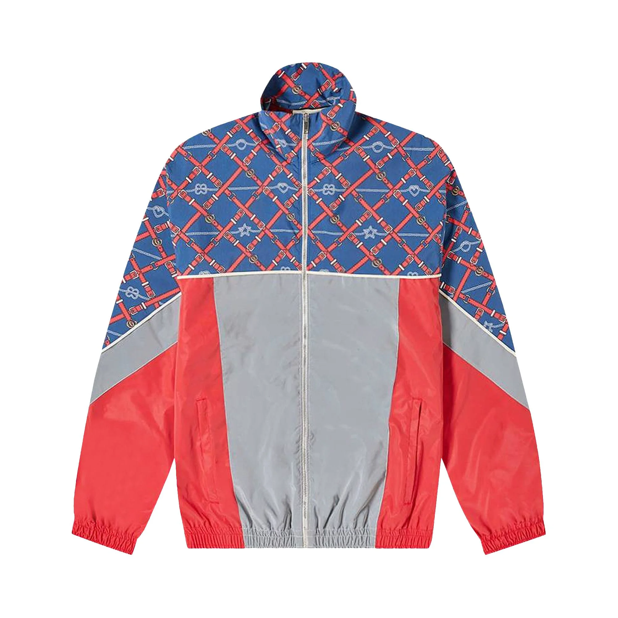 Gucci Belt Print Reflective Track Jacket 'Navy/Multicolor' - 1