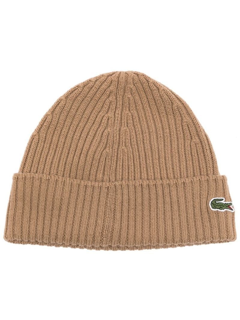 logo-patch ribbed-knit beanie - 1