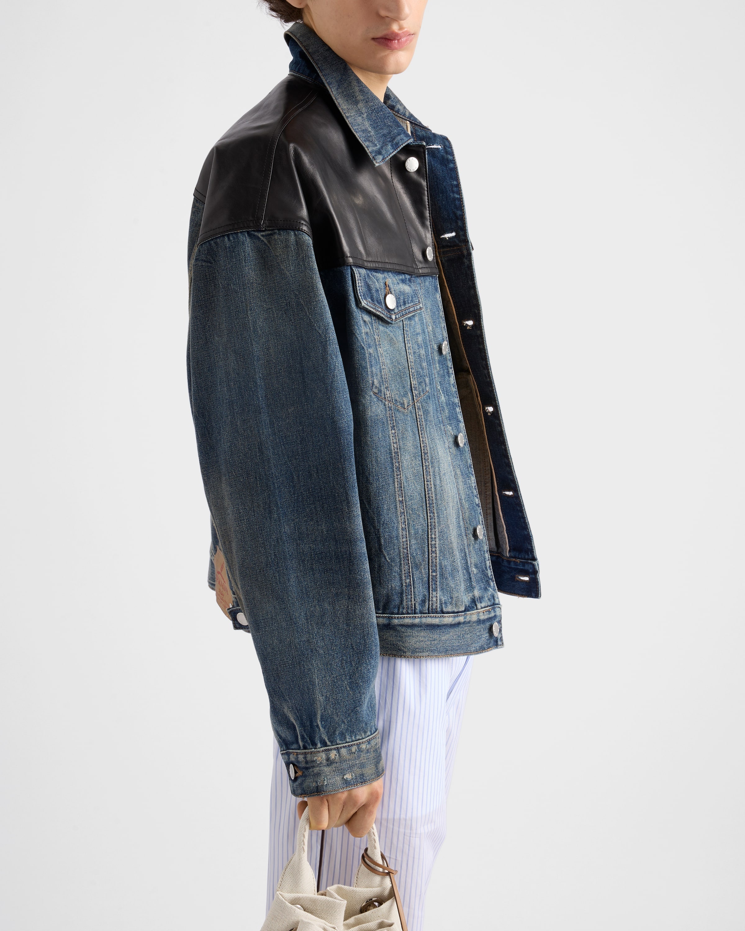 Denim and leather jacket - 6