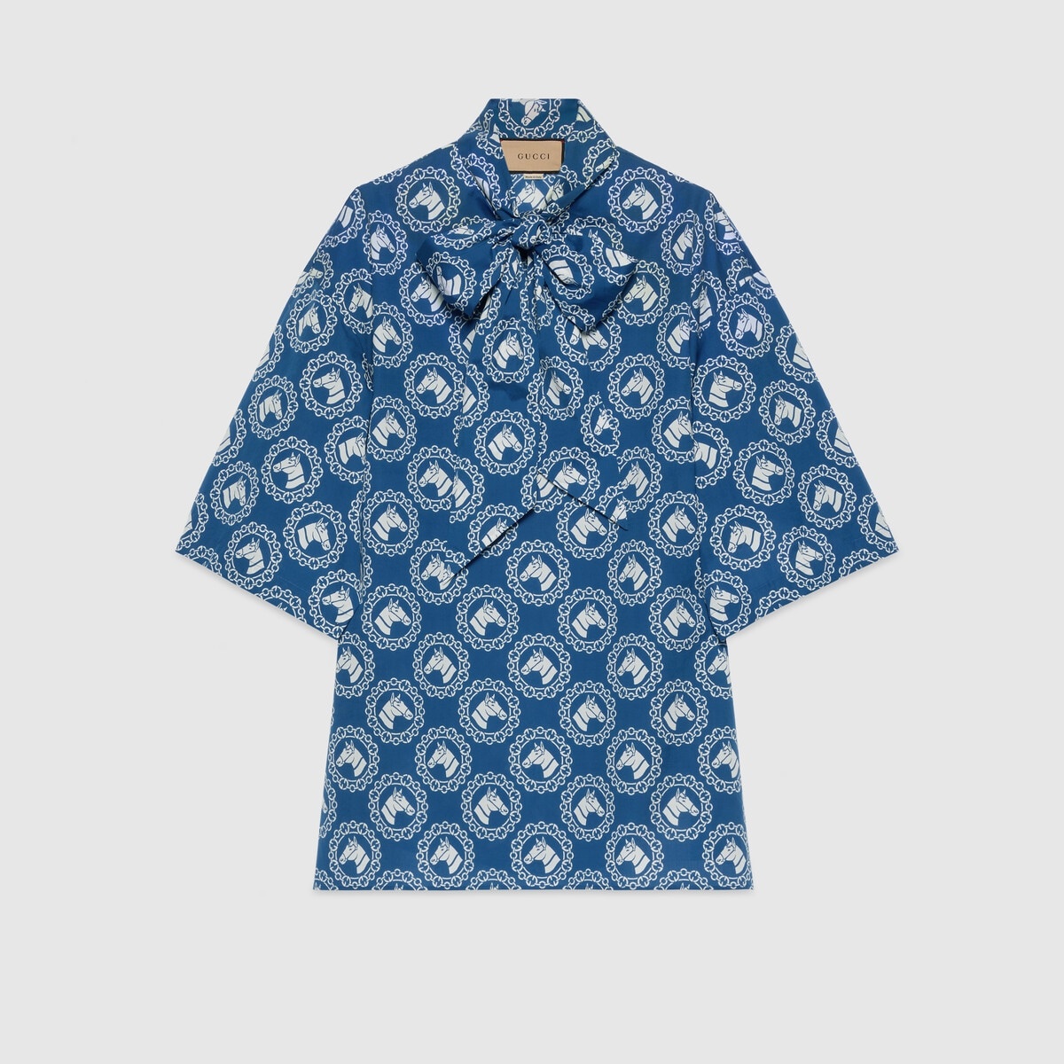 Cotton muslin equestrian print shirt - 1
