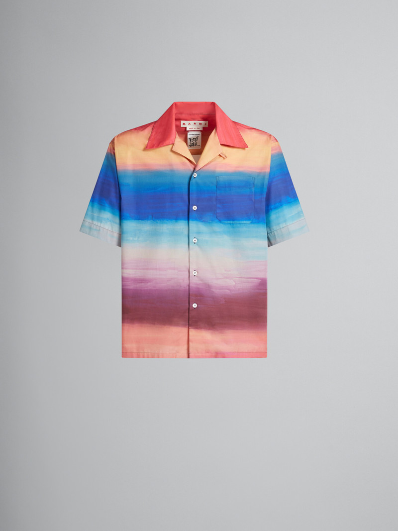 POPLIN BOWLING SHIRT WITH DARK SIDE OF THE MOON PRINT - 1