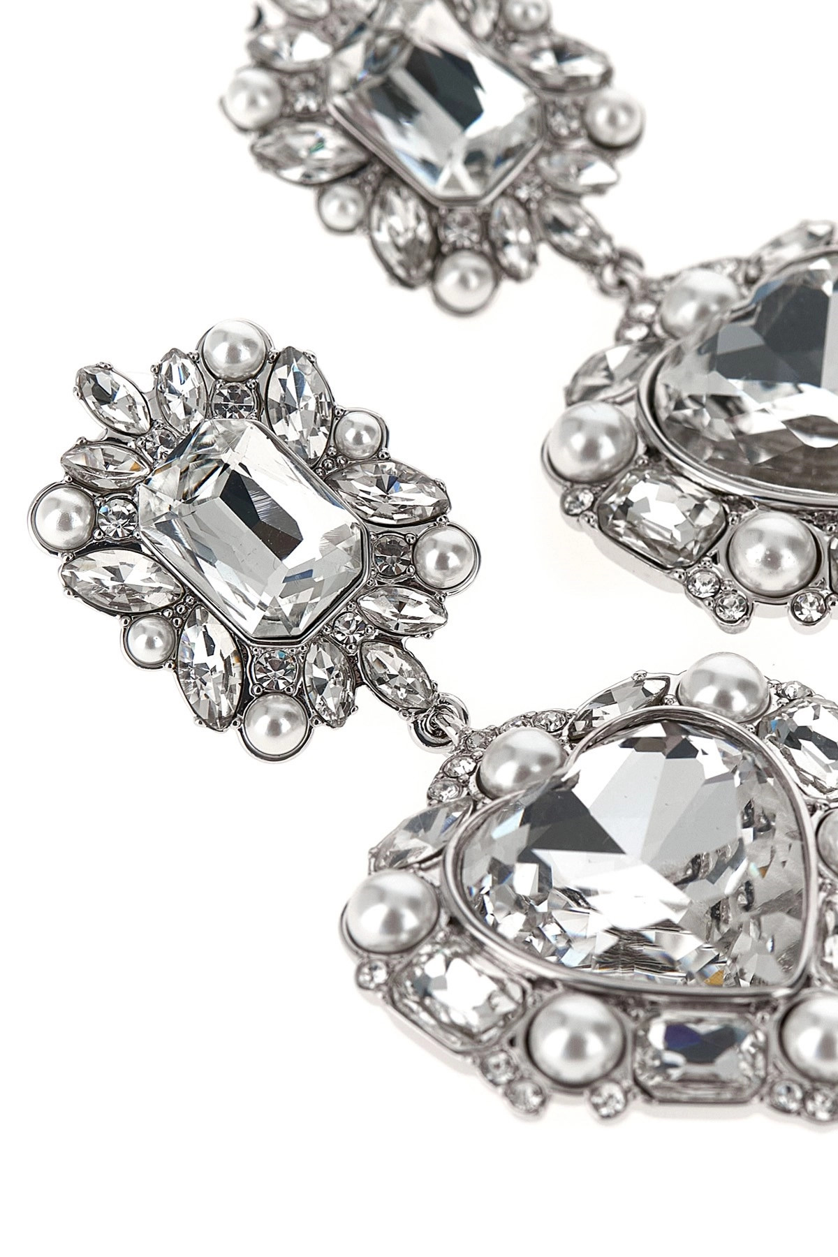 'Crystal Pearl Tiered Heart' earrings - 3