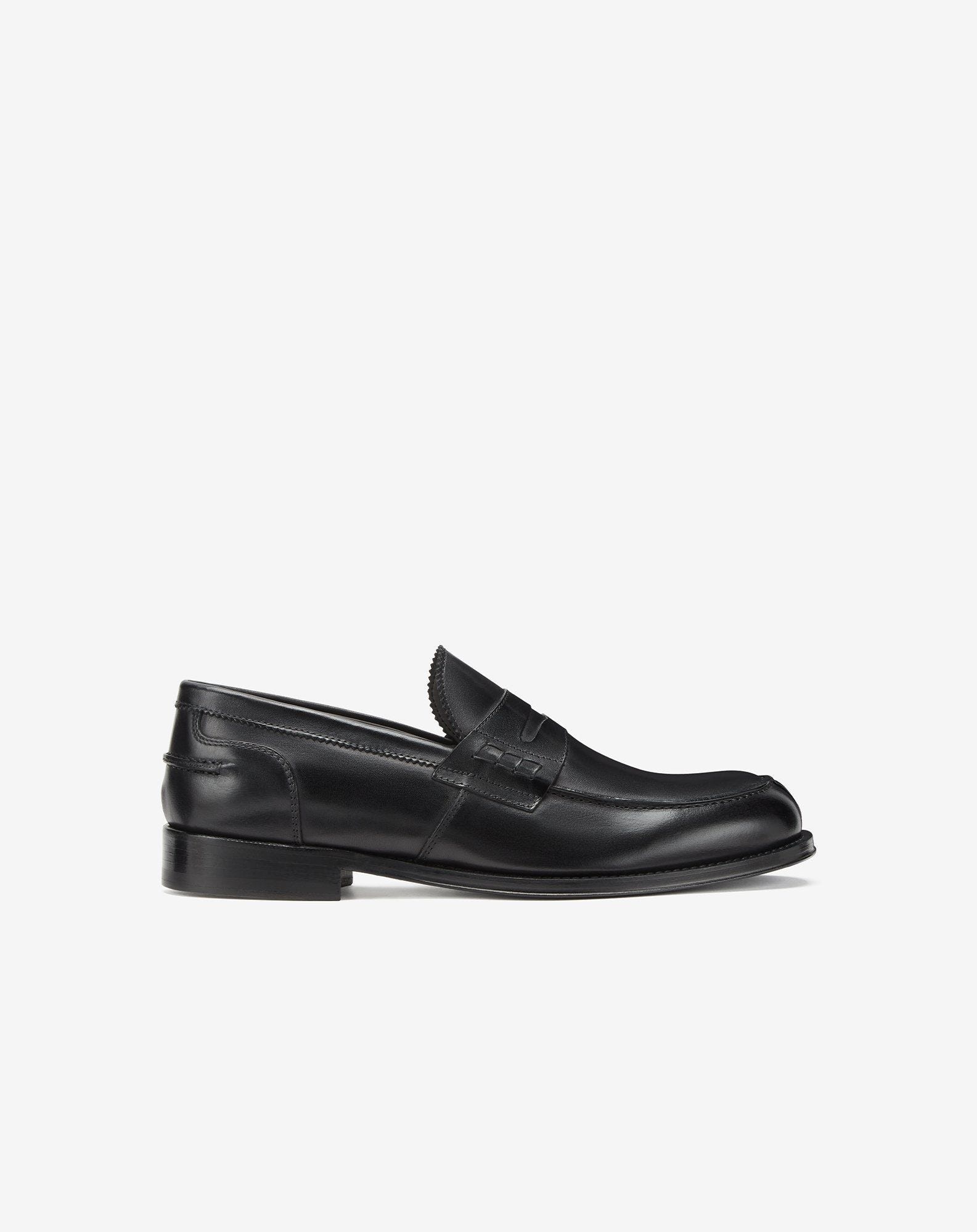 Black antiqued leather penny loafer - 1