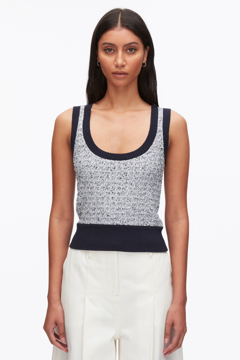 Tweed Boucle Scoop Neck Tank 3