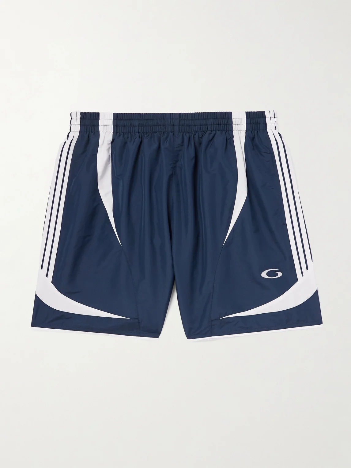 Straight-Leg Embroidered Striped Swim Shorts - 1