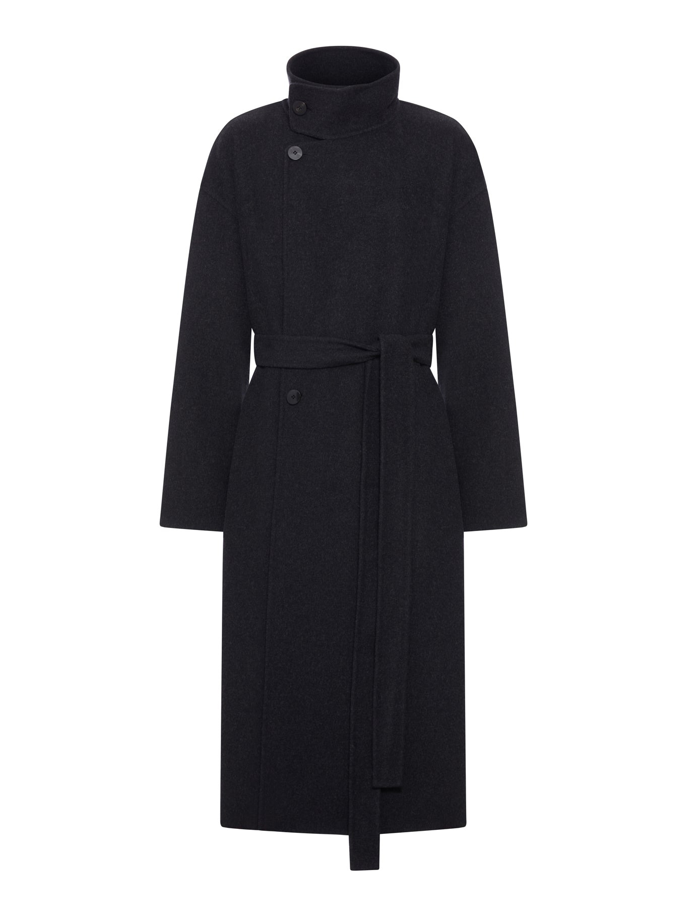 HIGH NECK WOOL COAT - 1