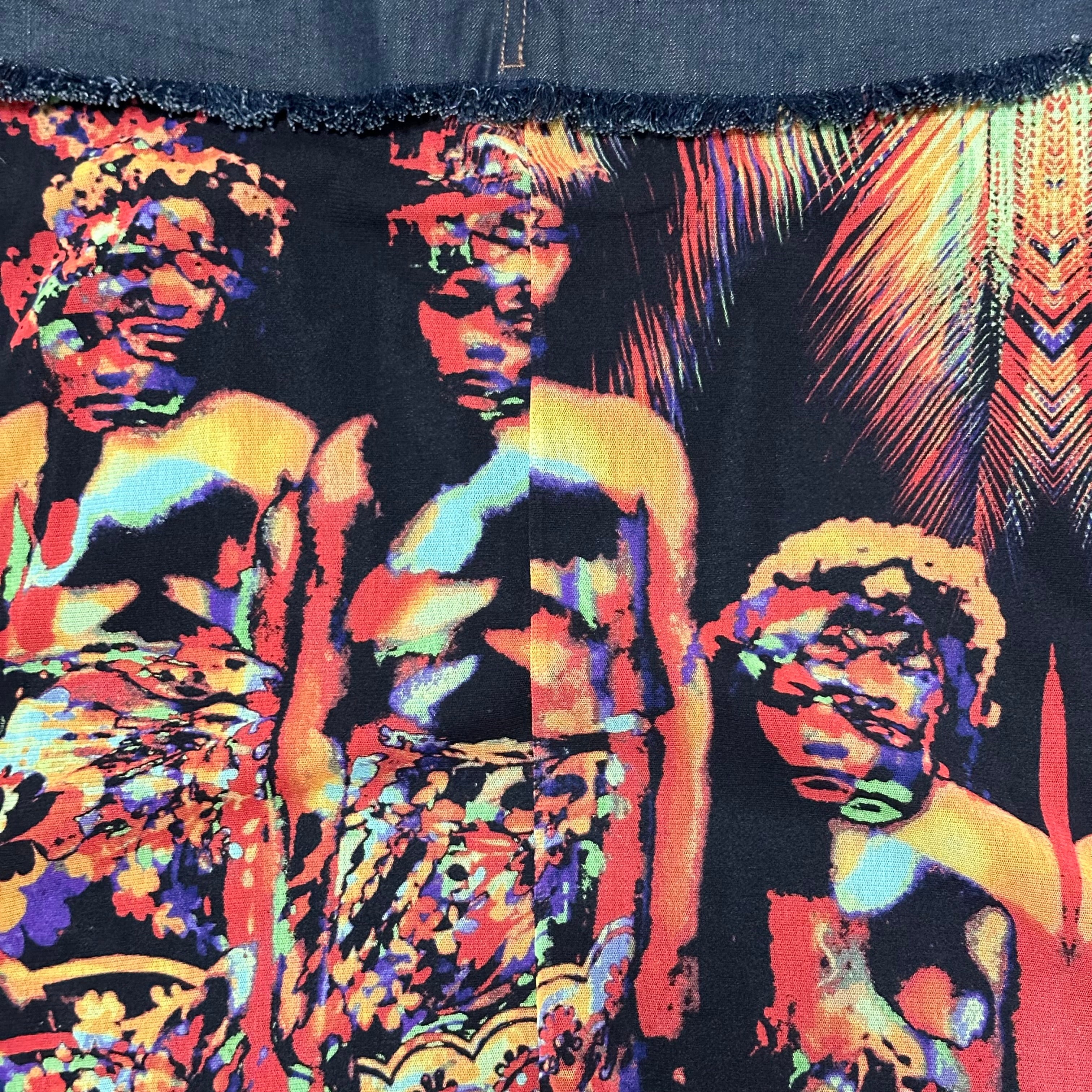 JEAN PAUL GAULTIER Spring Summer 2000 Psychedelic Print Mesh Denim Long Skirt - 4