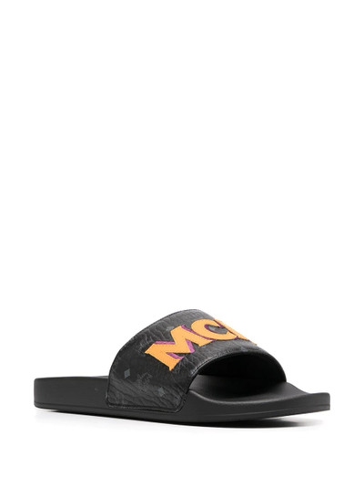 MCM logo leather pool slides outlook