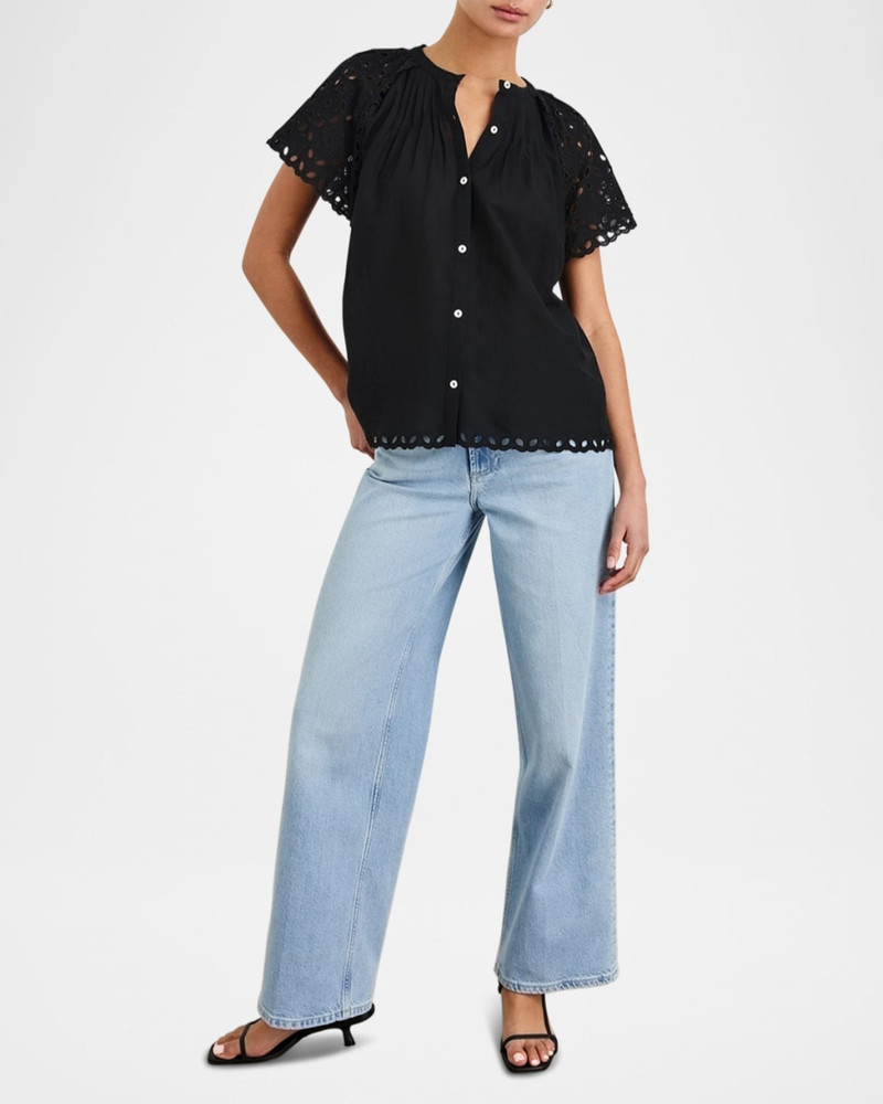Rails Cerise Eyelet Flutter-Sleeve Blouse outlook