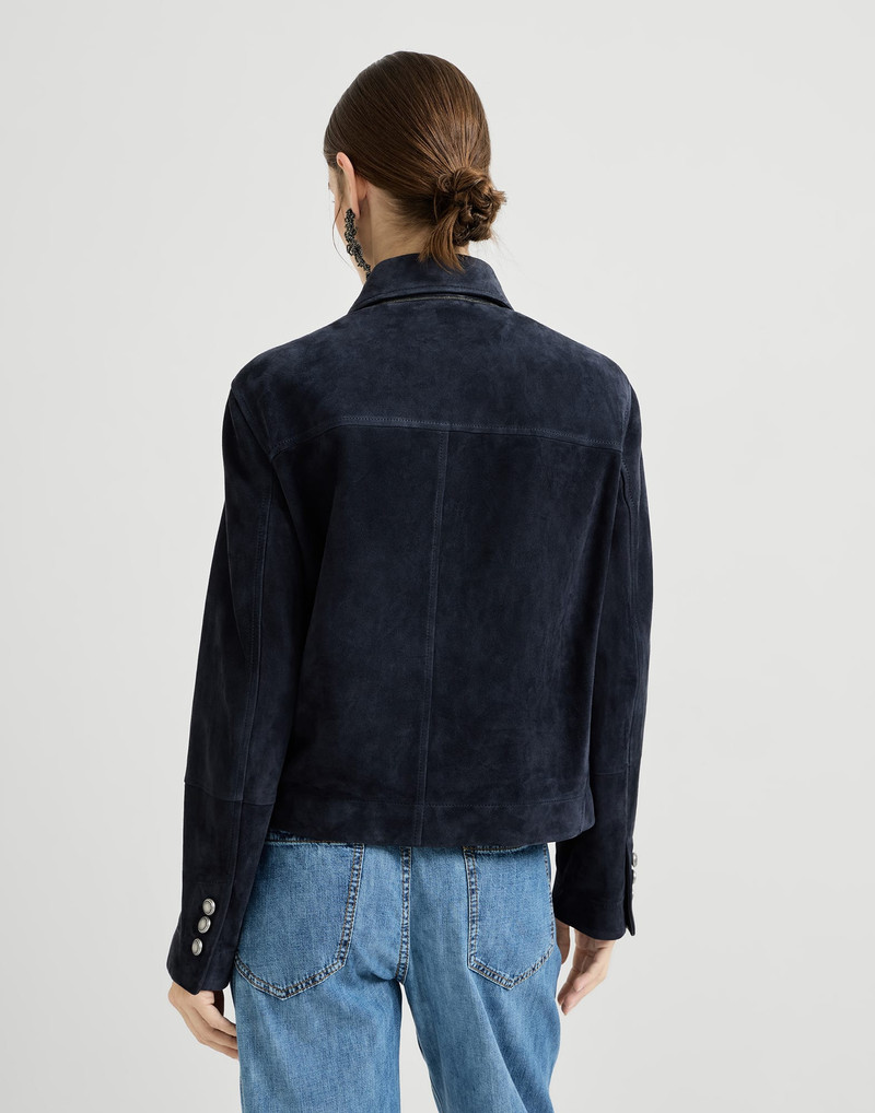 Couture suede cropped pea coat with monili 3