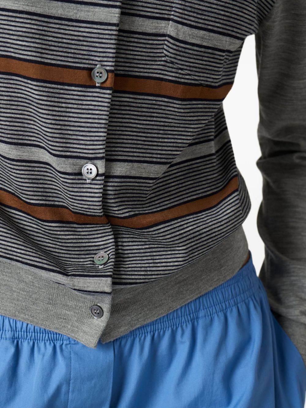 striped buttoned wool cardigan - 4