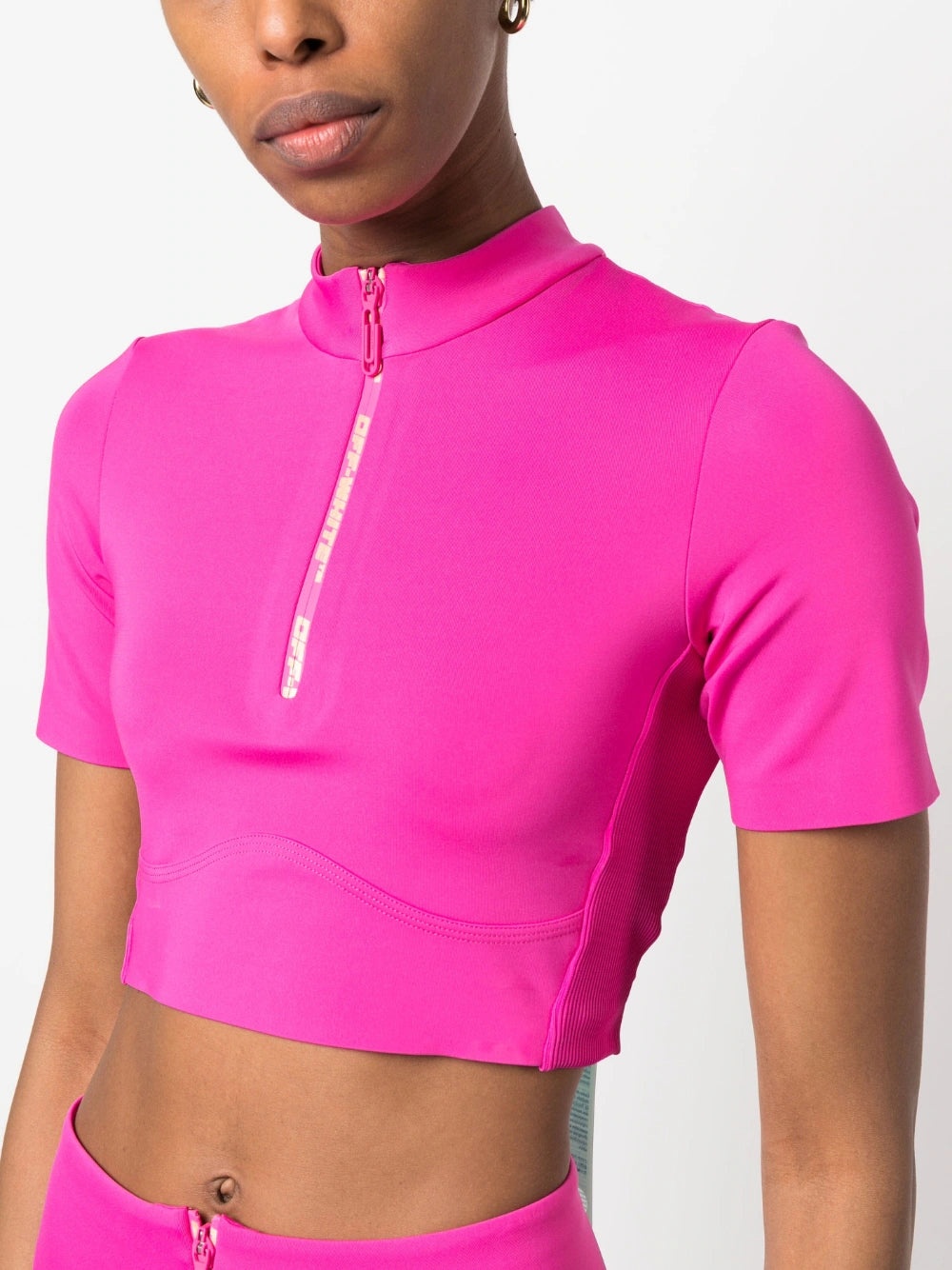 OFF-WHITE WOMEN Zipped Logo Crop Top Rhodium Red - 10