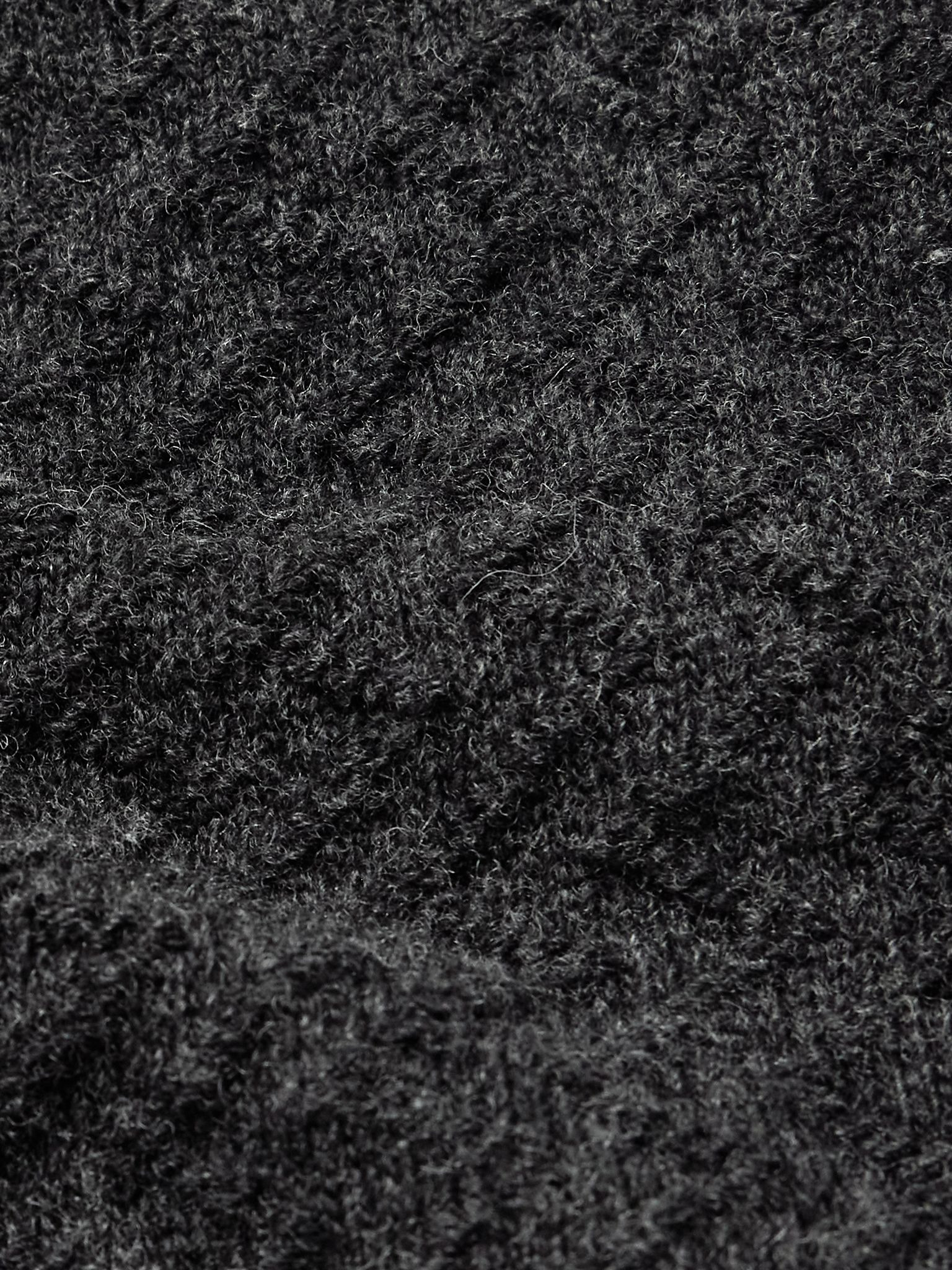 Jarvis Jacquard-Knit Merino Wool Cardigan Charcoal - 5