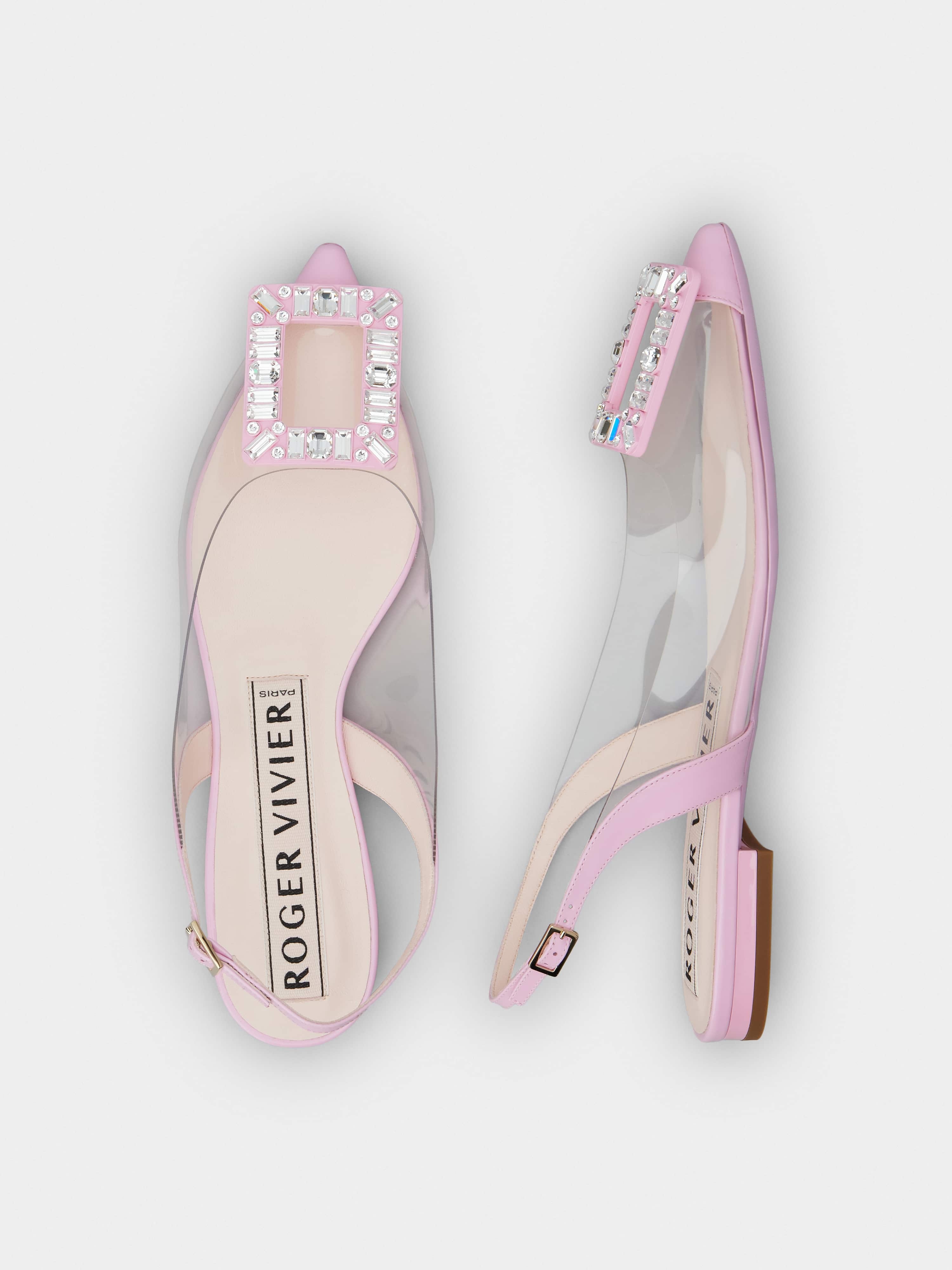 Gommettine Strass Buckle Slingback Ballerinas in PVC - 4