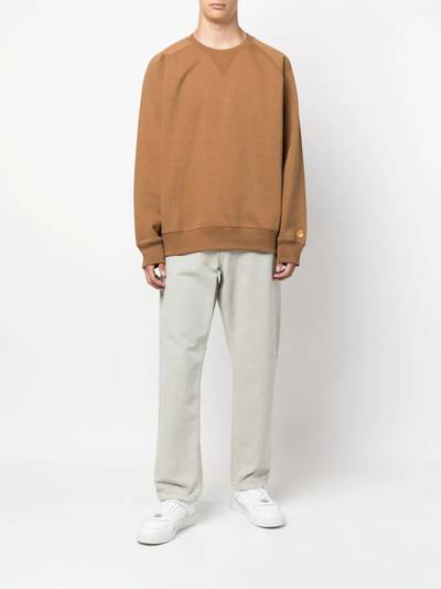 Carhartt logo-embroidered crew neck jumper outlook