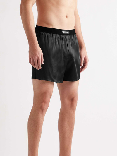 TOM FORD Velvet-Trimmed Stretch-Silk Satin Boxer Shorts outlook