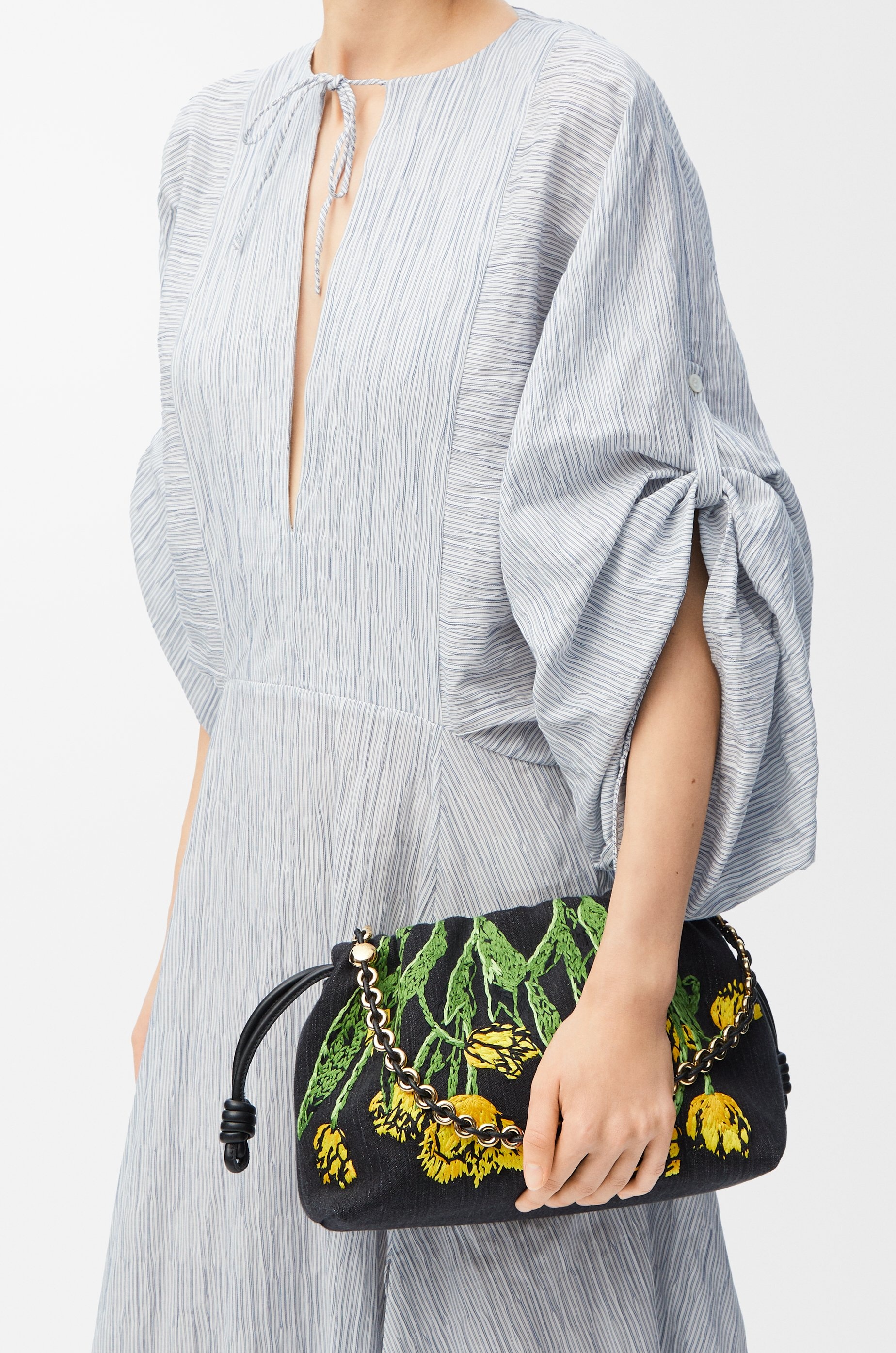 Medium Flamenco purse in embroidered denim - 4