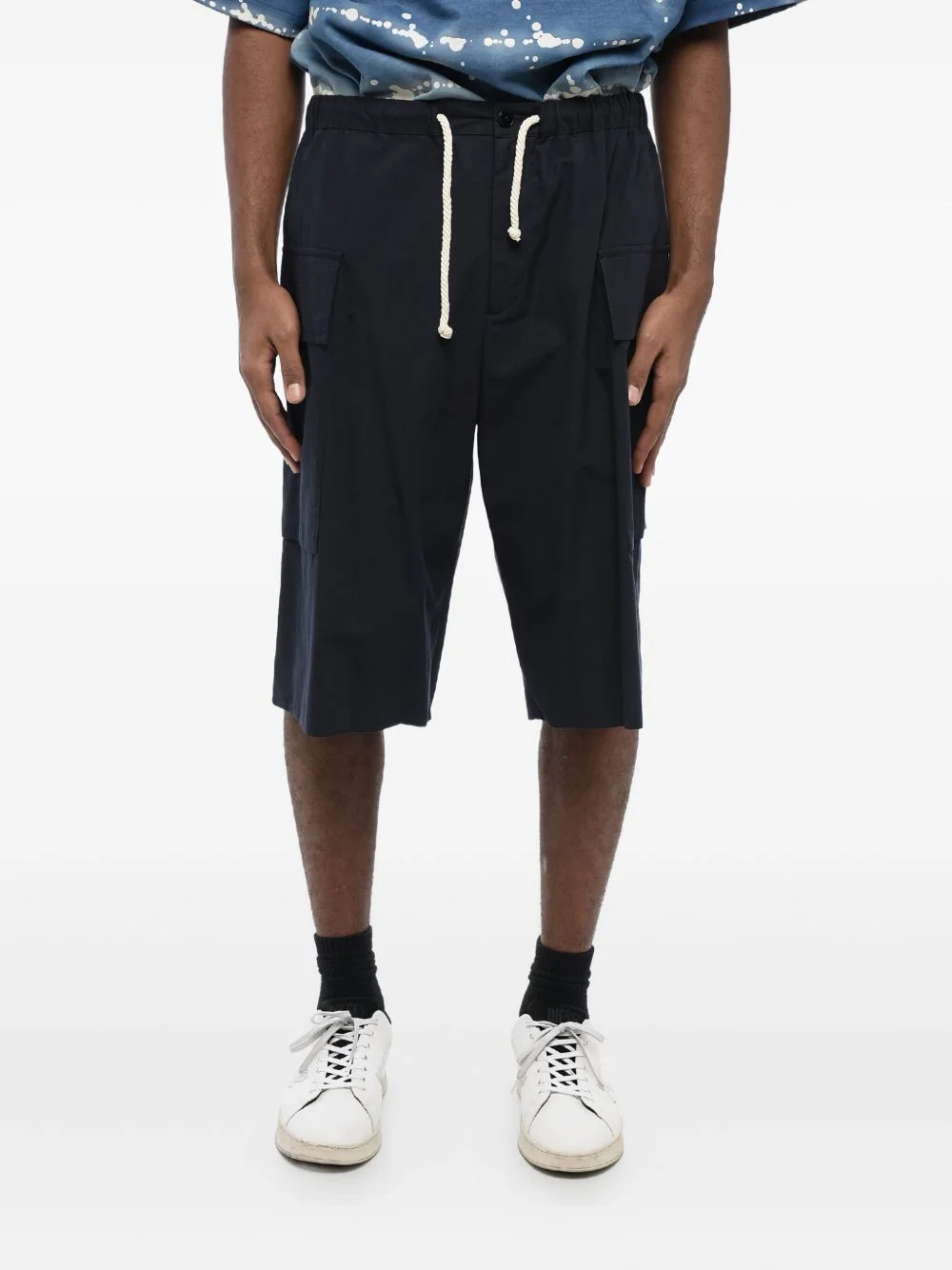 drawstring cargo shorts - 1