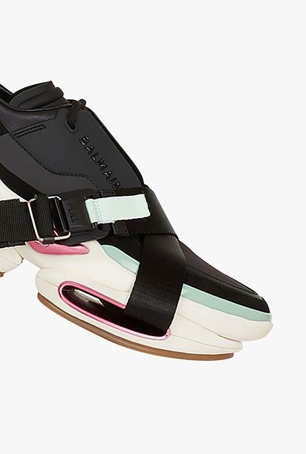 Black leather, suede and nylon B-Bold low-top sneakers with straps - 5