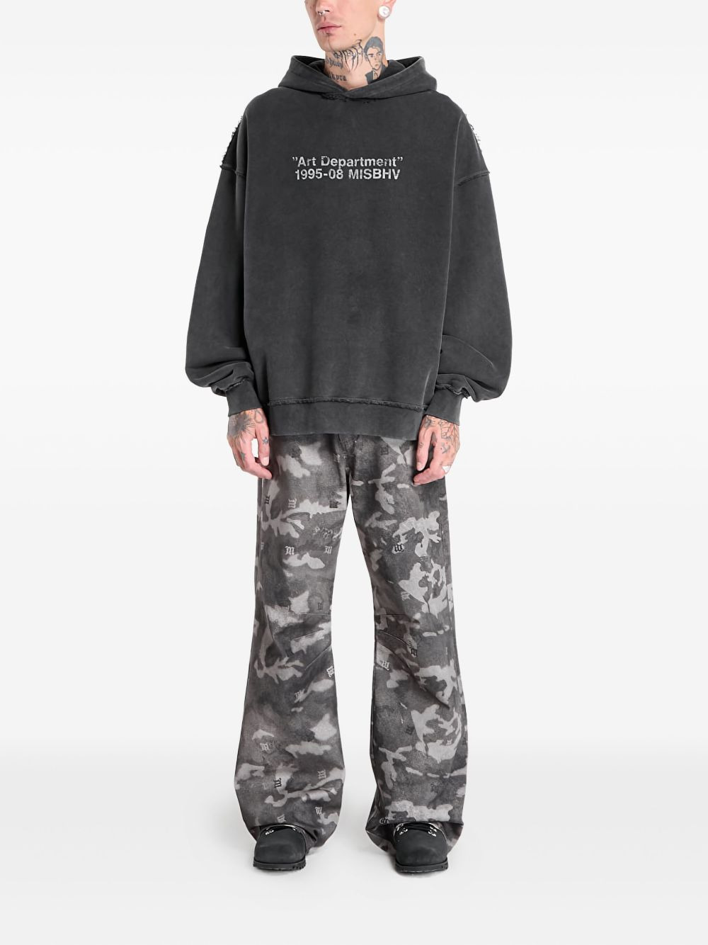 frayed-hem hoodie - 2