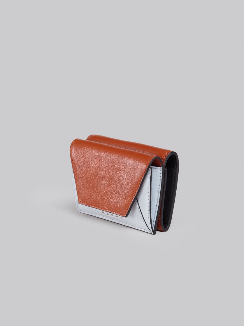 WHITE AND BEIGE LEATHER TRI-FOLD WALLET - 4