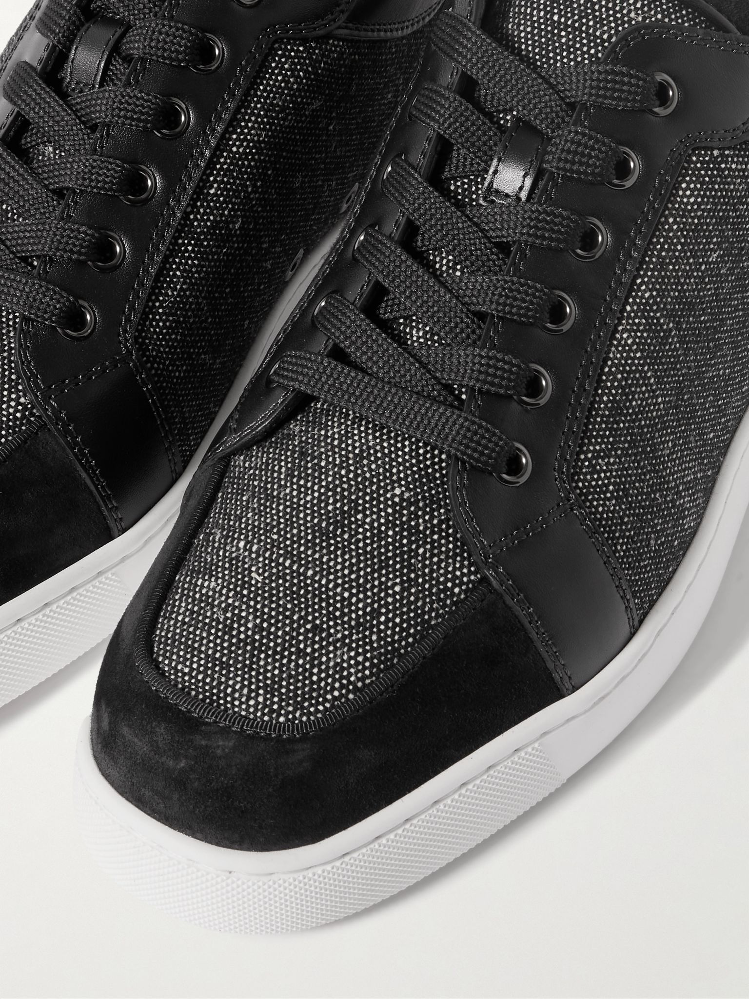 Rantulow Canvas, Snake-Effect Leather and Suede Sneakers Black - 6