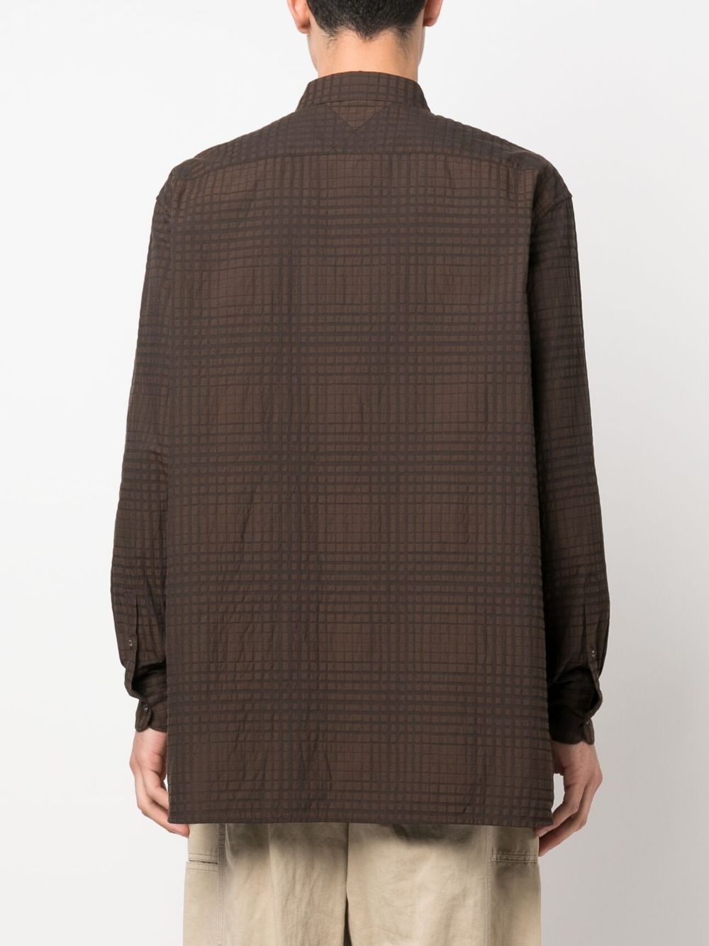checked- jacquard long-sleeve shirt - 4