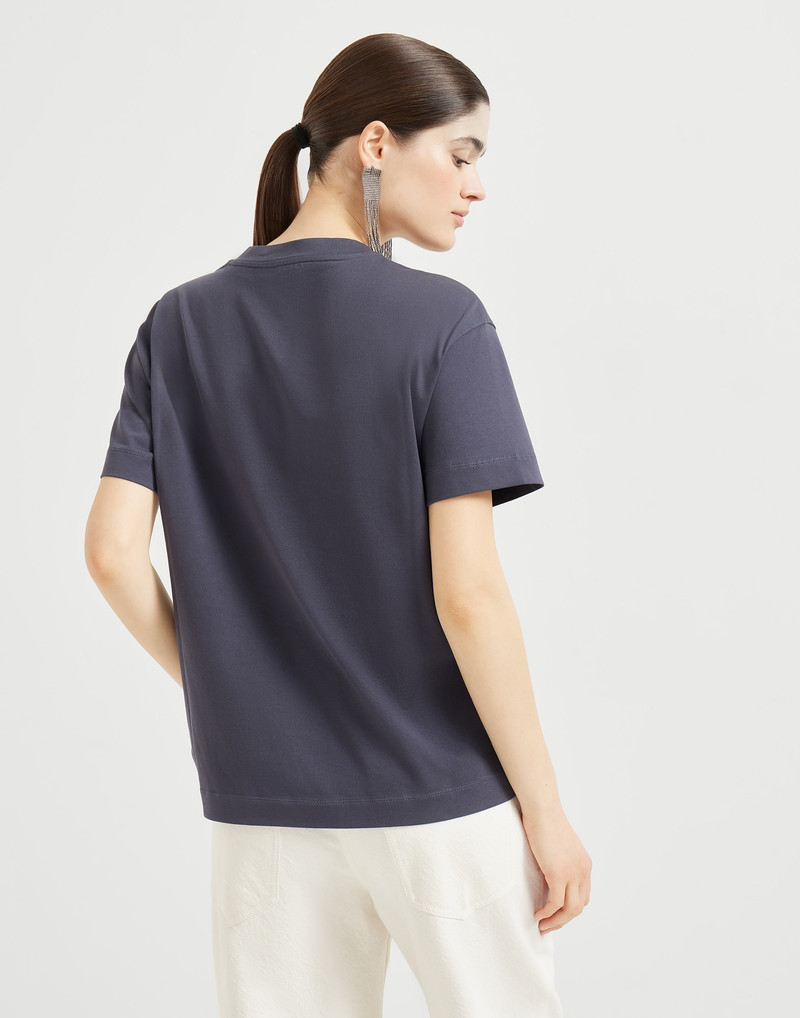 Brunello Cucinelli Cotton jersey T-shirt with shiny tab outlook