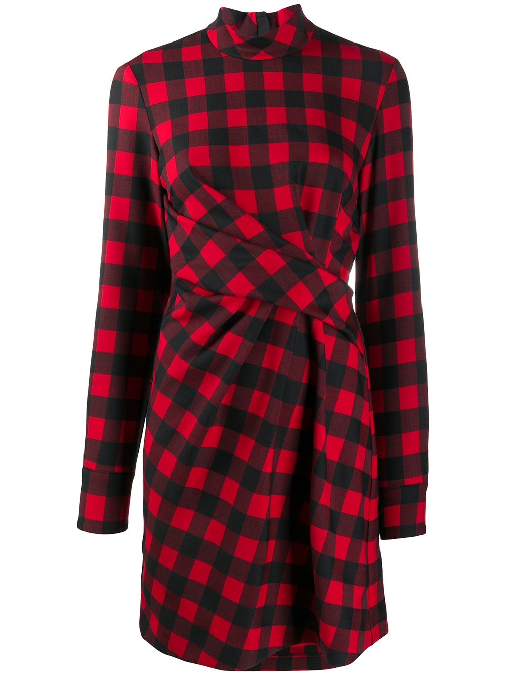 plaid wrap dress - 1