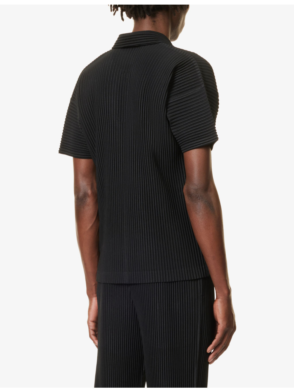 Pleated regular-fit knitted polo shirt - 4