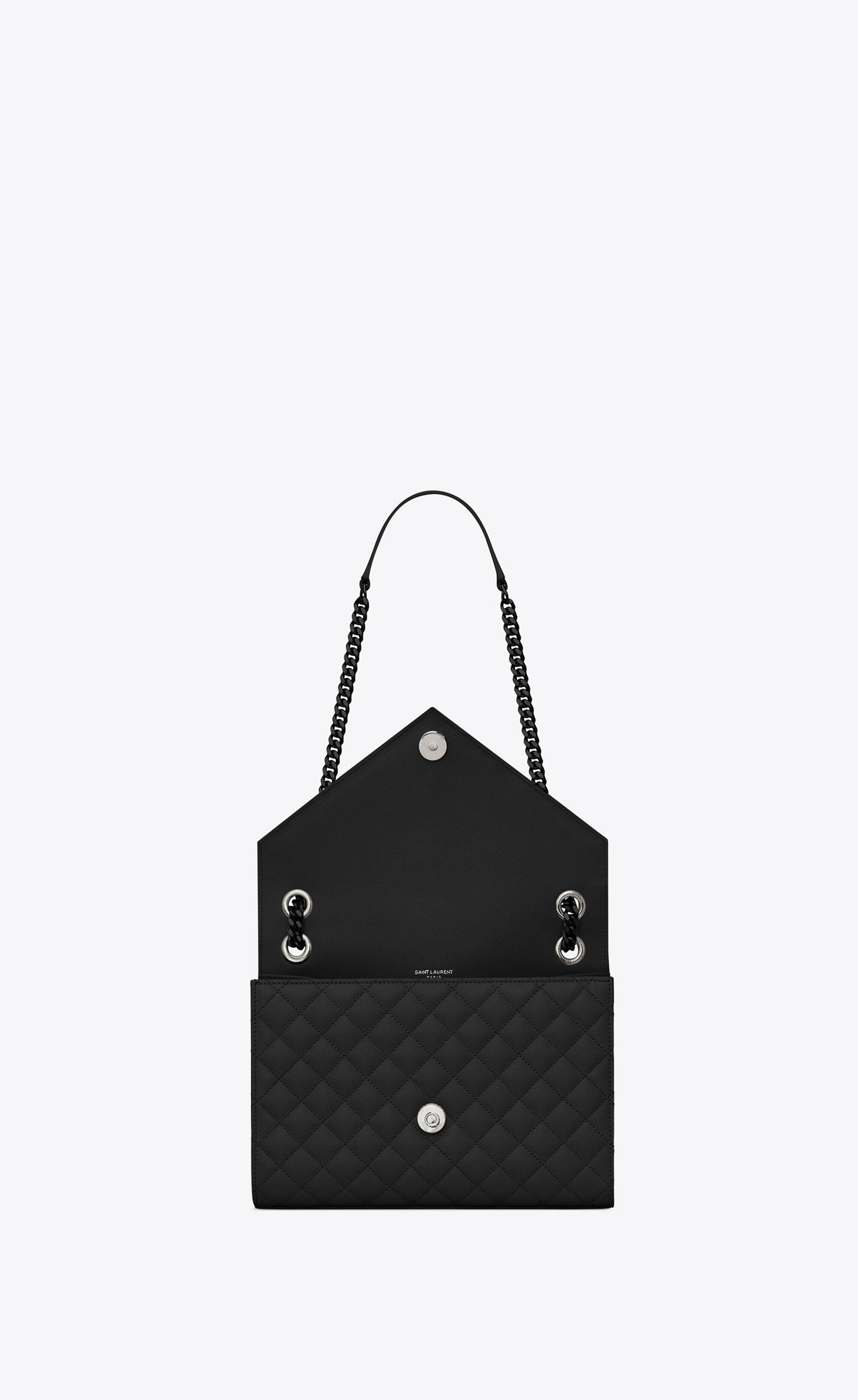 Saint Laurent Grey Grain De Poudre Medium Envelope In Mix Flap Bag