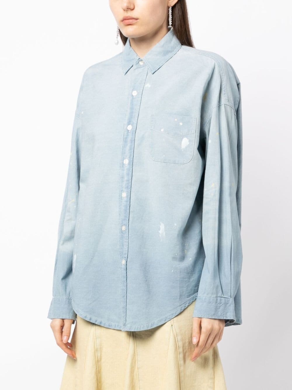 paint-splatter chambray shirt - 3