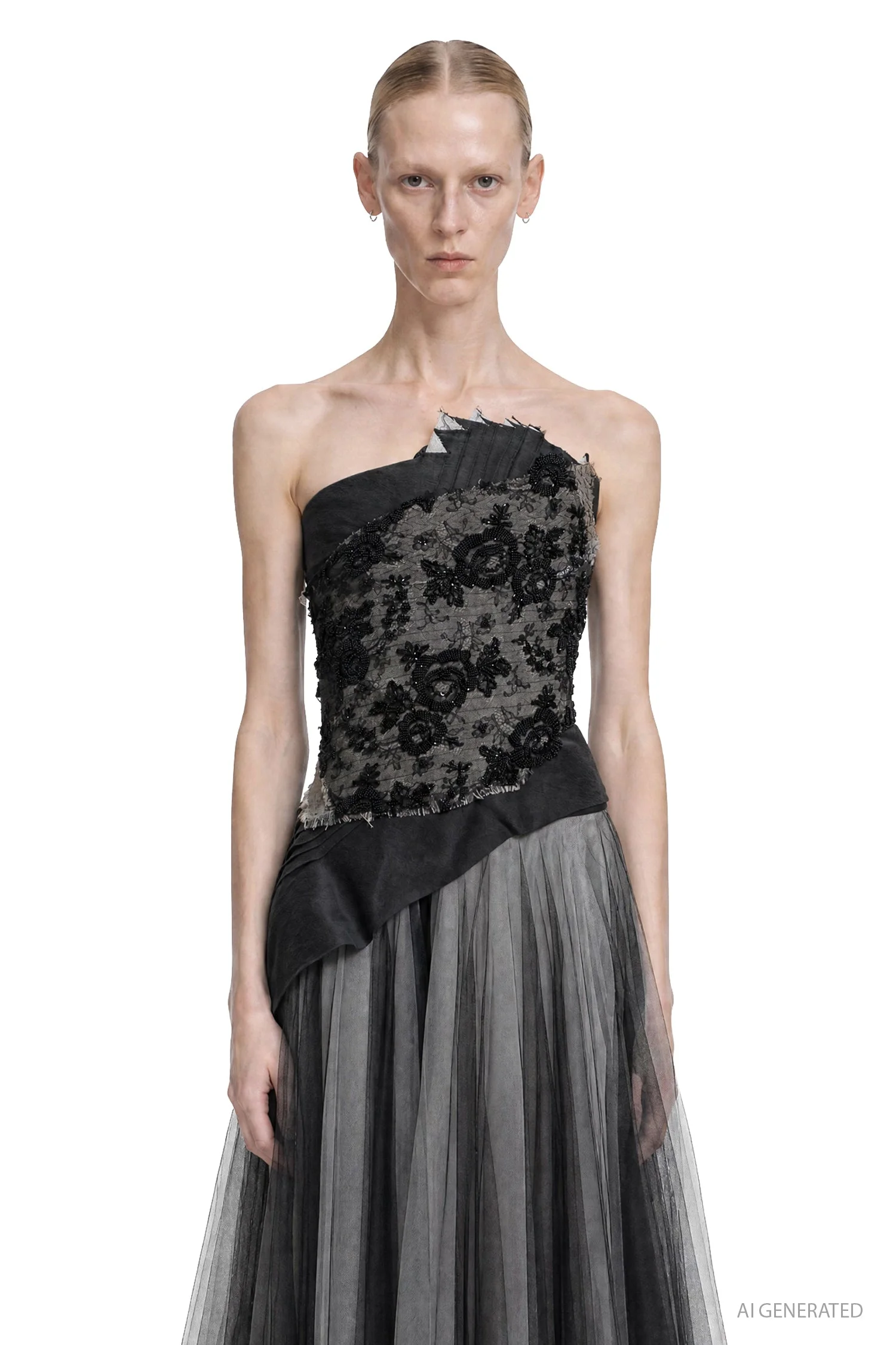 Beaded Brocade Corset Top - 1