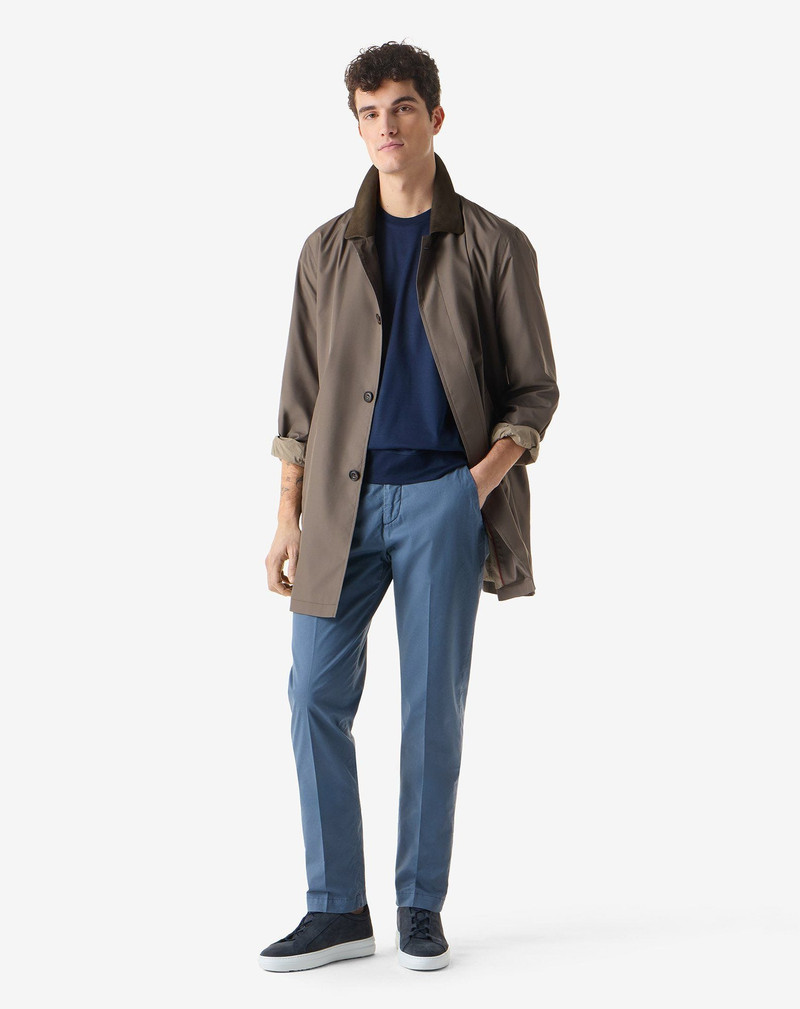 CORNELIANI Dark green trench coat made from technical poplin outlook